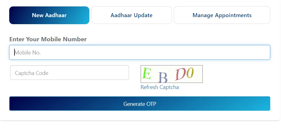 uidai baal aadhar card apply online form