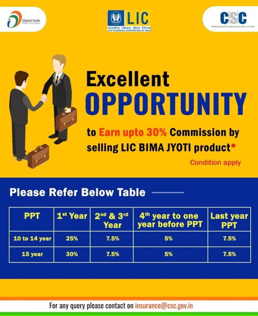 CSC Lic Police sell service started: LIC Agent for CSC-VLE, LIC issue appreciation certificate
