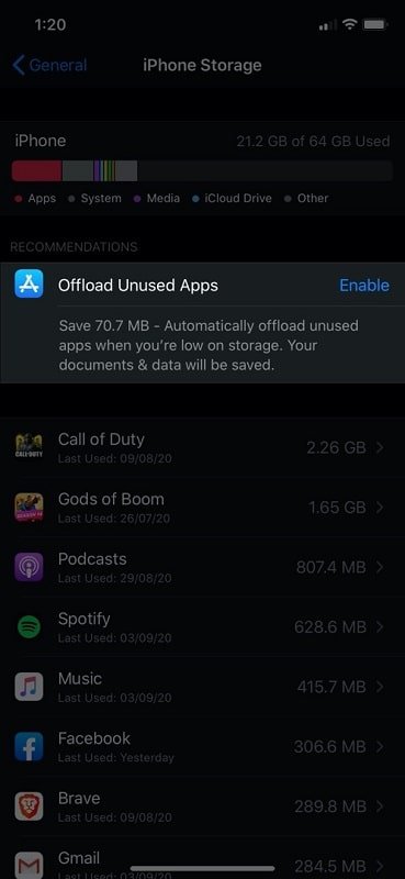 apple storage recommendations
