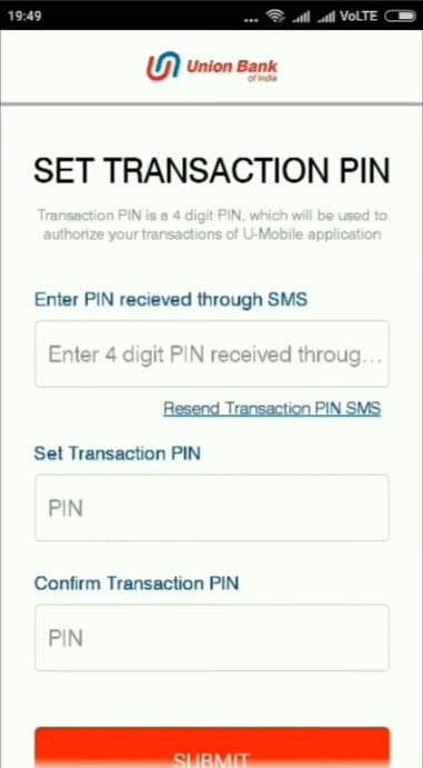 setup transaction Pin
