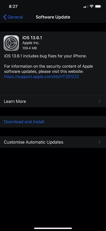 software update in iphone 1